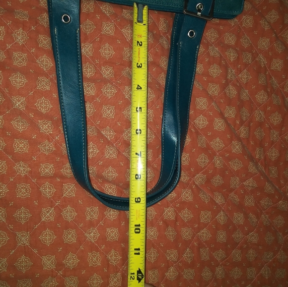Teal leather handbag...like new. - Picture 5 of 7